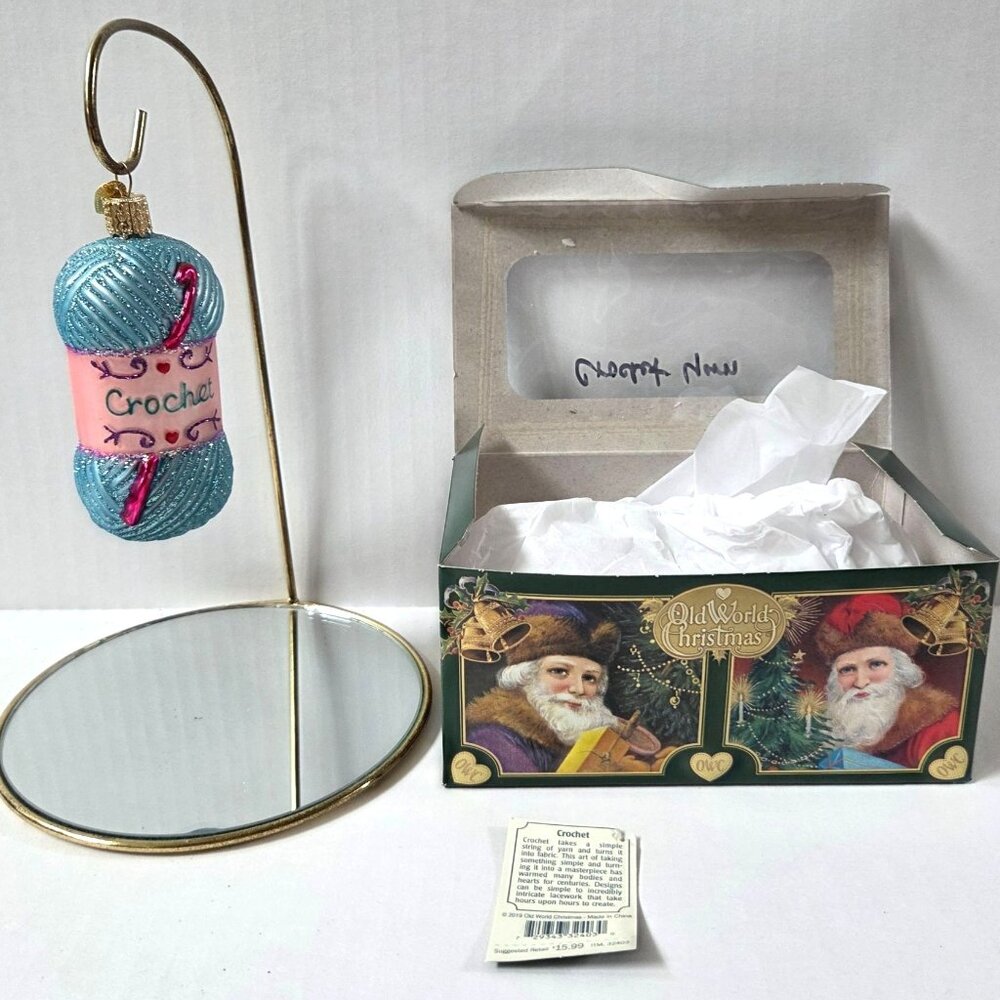 Old World Christmas Crochet Yarn Glass Blown Ornament Tree Decor Gift with Box